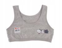 Top stanik biustonosz dziewczęcy bawełniany Donella SZARY KOTKI 110-116