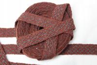 Wełniana Krajka Ręcznie Tkana Pas Pasek Owijacze 28 mm DIAMENT CZERWO-SZARA