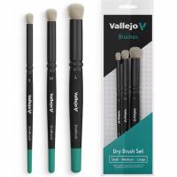 Набор натуральных кистей VALLEJO B07990-DRY BRUSH SET-NATURAL S, M, L