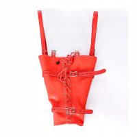 BDSM HQ Sznurowany armbinder z delikatnej skóry PU PG0548 - czerwony, L