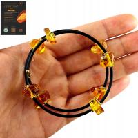 BRANSOLETKA ZŁOTA Z CERTYFIKOWANYM BURSZTYNEM STAL ŚLICZNA REGULOWANA