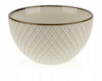 Porcelanowa miska 650 ml ze złotym rantem i falistym wzorem elegancka forma