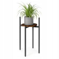 Kwietnik stojący loftowy metalowy czarny półka na kwiaty 35x35x61 cm