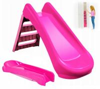 ZJEŻDŻALNIA dla DZIECI 130 cm SKŁADANA Duża RÓŻOWA ŚLIZGAWKA OGRODOWA PINK