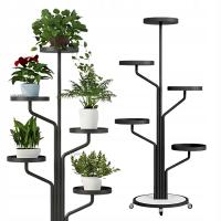 Цветочная клумба металлическая подставка на колесах лофт растения черный 135 см