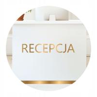 Napis recepcja na ladę plexi złote lustro 70 x 12cm
