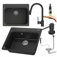 Кухонная раковина черный гранит однокамерная раковина для кухни сифон ZANTE