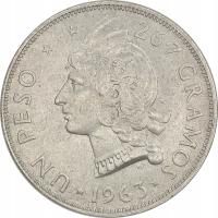 8.fur.DOMINIKANA, 1 PESO 1963 100 L.REPUBLIKI