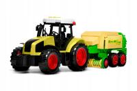 DUZY TRAKTOR traktorek Z PRZYCZEPĄ maszyna KOMBAJN na baterie klakson