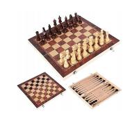 Drewniane szachy warcaby tryktrak zestaw do gry 3w1 klasyczne duże