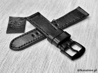 PASEK DO MĘSKIEGO ZEGARKA szyty ręcznie 19 mm czarny naturalna skóra SUPER!