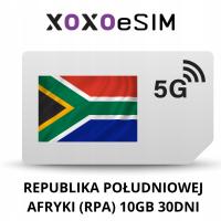 XOXO eSIM RPA Republika Południowej Afryki Internet mobilny 10GB 30 dni