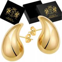 ZŁOTE KOLCZYKI SREBRO 925 KROPLE ŁEZKI SZTYFTY SREBRO POZŁACANE NA PREZENT