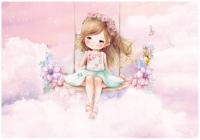 FOTOTAPETA DLA DZIEWCZYNKI BALETNICA CHMURY RÓŻ TAPETA DLA DZIECI 350x250