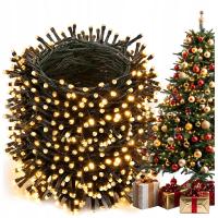 LAMPKI CHOINKOWE 500 LED ŚWIĄTECZNE BIAŁE CIEPŁE 35 M WEW 8 TRYBÓW MOCNE