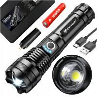 Мощный военный тактический светодиодный фонарик Zoom USB - C водонепроницаемый XHP90 до 1500 м