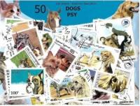 Zestaw 50 znaczków pocztowych - PSY