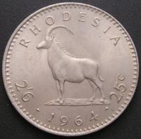 Родезия 2.5 Шиллинг 1964-Елизавета II-козел-антилопа-Стэн 1/2
