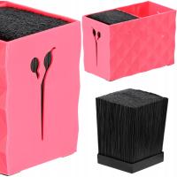 Stojak organizer na nożyczki fryzjerskie doniczka różowa