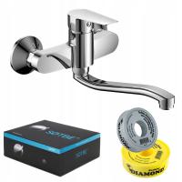 Kran do zlewu kuchenny ścienny Długa obrotowa wylewka Bateria zlewozmywak