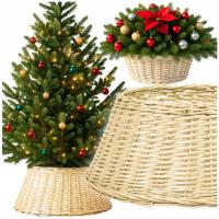 Osłona na doniczkę wiklinowa pod choinkę na święta stojak wiklina kosz beż