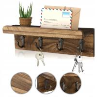 WIESZAK do przedpokoju na UBRANIA 4 HAKI DREWNIANY SOLIDNY STYLOWY UCHWYT