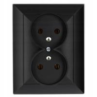 OPAL GNIAZDO PODWÓJNE Z/UZIEM MAT GPt-6 CZARNY