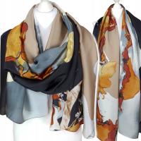 Шелковый большой шарф женский весенний шейный платок плед парео стильный-цвета