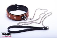 Привязки-WHIPS женский ошейник с поводком, коньяк