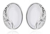 SREBRNE KLIPSY Z MASĄ PERŁOWĄ I LISTKAMI W STYLU RETRO Pr925