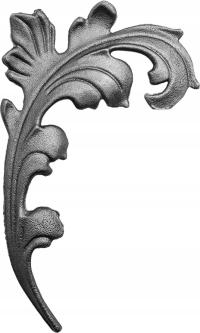 52.020 Liść staliwo ozdobny elementy kute prawy (H250x150x4 mm)