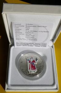 10 $ Науру Рождество Рождество Санта Клаус Ag 999 Oz