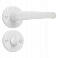 Klamka do drzwi z szyldem okrągłym WC biała