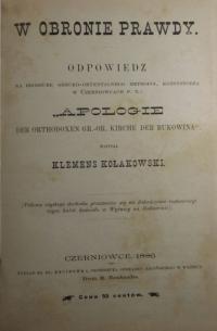 W obronie prawdy, Klemens Kołakowski, 1886, GREKOKATOLICY