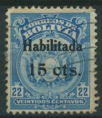 Bolivia 22 cts. - Godło / Habilitado 16 cts.