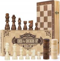 Peradix szachy i warcaby ręcznie rzeźbione 38 x 38 cm drewniane magnetyczne