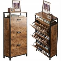 ШКАФ ДЛЯ ОБУВИ ДЕРЕВЕНСКИЙ КОРИЧНЕВЫЙ ДЛЯ ПРИХОЖЕЙ ВИНТАЖНЫЙ ПРОМЫШЛЕННЫЙ 3 ПОЛКИ