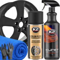 K2 FLEX PŁYNNA GUMA W SPRAYU FOLIA CZARNY MAT 400 + Środek do inspekcji lakieru K2 Klinet Pro 1 l