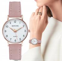 Розовые женские светящиеся тонкие тонкие кварцевые часы
