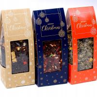 ZESTAW 3 DOSKONAŁYCH herbat w ŚWIĄTECZNYCH KARTONIKACH w 3 Kolorach