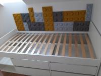 Gotowy układ paneli tapicerowanych w kształcie klocków 200 x 62,5