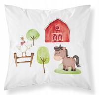 POSZEWKA NA PODUSZKĘ 40x40 JAŚKA TRAKTOR FARMA ZWIERZĘTA JASIEK BAWEŁNA