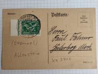 Karta pocztowa Całostka Niemcy 1925 kasownik Allenstein Olsztyn