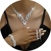 Большой комплект ювелирных изделий из серебра с каплевидным Цирконом glamour с плетением