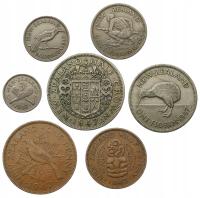 НОВАЯ ЗЕЛАНДИЯ НАБОР ИЗ 7 МОНЕТ 1/2 ПЕННИ-1/2 КОРОНА 1947 ЖИВОТНЫЕ-РЕДКИЕ