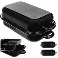 BRYTFANNA GĘSIARKA EMALIOWANA DO PIECZENIA PIEKARNIKA 5L GARNEK Z POKRYWĄ