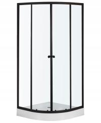 Угловая душевая кабина 90x90 см полукруглая раздвижная дверь черный черный
