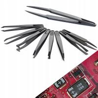 ZESTAW PRECYZYJNYCH PĘSET PĘSETA 8 SZTUK ANTYSTATYCZNYCH ESD PLASTIKOWE