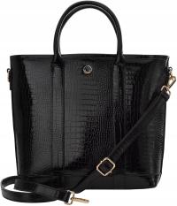 Torebka Damska Shopper Na Ramię Monnari Duża Mieści A4 Czarna Wzór Skóry