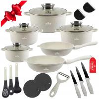 НАБОР МРАМОРНЫХ КАСТРЮЛЬ СКОВОРОДА МРАМОРНЫЕ КАСТРЮЛИ НАБОР ИНДУКЦИИ / ГАЗА